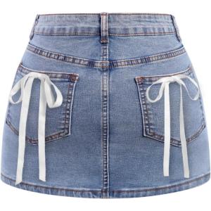image:imageAvanova Women Bow Back Bodycon Denim Jean Mini Skirt Cute Country Concert Short SkirtsBlue