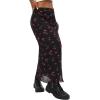 image:imageAvanova Women Cute Cherry Mesh Midi Skirt High Waist Lettuce Trim A Line Skirt Cherry Black XLarge