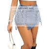 image:imageAvanova Women Denim Mini Skirt Jean Skort Sexy High Waist Asymmetrical Wrap Stretch Short SkirtsBlue Cargo