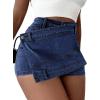 image:imageAvanova Women Denim Mini Skirt Jean Skort Sexy High Waist Asymmetrical Wrap Stretch Short SkirtsBlue E