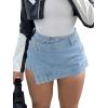 image:imageAvanova Women Denim Mini Skirt Jean Skort Sexy High Waist Asymmetrical Wrap Stretch Short SkirtsBlue F