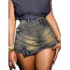 image:imageAvanova Women Denim Mini Skirt Jean Skort Sexy High Waist Asymmetrical Wrap Stretch Short SkirtsGrey