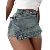 image:imageAvanova Women Denim Mini Skirt Jean Skort Sexy High Waist Asymmetrical Wrap Stretch Short SkirtsGrey C