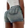 image:imageAvanova Women Denim Mini Skirt Jean Skort Sexy High Waist Asymmetrical Wrap Stretch Short SkirtsGrey C
