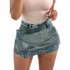 image:imageAvanova Women Denim Mini Skirt Jean Skort Sexy High Waist Asymmetrical Wrap Stretch Short SkirtsGrey C