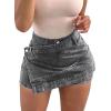 image:imageAvanova Women Denim Mini Skirt Jean Skort Sexy High Waist Asymmetrical Wrap Stretch Short SkirtsGrey a