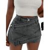 image:imageAvanova Women Denim Mini Skirt Jean Skort Sexy High Waist Asymmetrical Wrap Stretch Short SkirtsGrey a