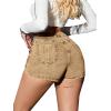 image:imageAvanova Women Denim Mini Skirt Jean Skort Sexy High Waist Asymmetrical Wrap Stretch Short SkirtsKhaki