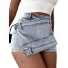 image:imageAvanova Women Denim Mini Skirt Jean Skort Sexy High Waist Asymmetrical Wrap Stretch Short SkirtsLight Gray