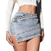 image:imageAvanova Women Denim Mini Skirt Jean Skort Sexy High Waist Asymmetrical Wrap Stretch Short SkirtsLight Gray