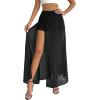 image:imageAvanova Women Double High Slit Maxi Skirt Sheer Sexy Flowy Long Skirts Beach Vacation with Shorts UnderneathBlack