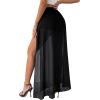 image:imageAvanova Women Double High Slit Maxi Skirt Sheer Sexy Flowy Long Skirts Beach Vacation with Shorts UnderneathBlack