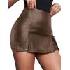 image:imageAvanova Women Faux Leather Slit Split Mini Skort High Rise Bodycon Short SkirtBrown