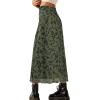 image:imageAvanova Women Floral Bohemian Mesh Midi Skirt High Waist Lettuce Trim Long Straight Skirt Green Floral C XXLarge