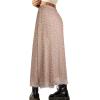 image:imageAvanova Women Floral Bohemian Print Mesh Midi Skirt High Waist Lettuce Trim Long Straight Skirt Apricot Floral Medium