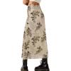 image:imageAvanova Women Floral Boho Mesh Midi Skirt High Waist Summer Fall Long Maxi Skirt Flower Apricot Medium