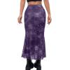 image:imageAvanova Women Floral Print Mesh Mermaid Skirt High Waist Boho Summer Midi Skirt Purple B XXLarge