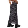 image:imageAvanova Women Mesh Floral Boho Midi Skirt High Waist Lettuce Trim A Line Skirt Floral Black V XLarge
