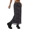 image:imageAvanova Women Mesh Floral Boho Midi Skirt High Waist Lettuce Trim A Line Skirt Floral Black V XLarge