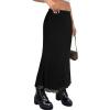 image:imageAvanova Women Mesh Long Skirts High Waisted Mermaid Bodycon Spring Midi Casual Skirts Black Solid Large