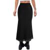 image:imageAvanova Women Mesh Long Skirts High Waisted Mermaid Bodycon Spring Midi Casual Skirts Black Solid Large