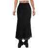 image:imageAvanova Women Mesh Long Skirts High Waisted Mermaid Bodycon Spring Midi Casual Skirts Black Solid Medium