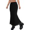 image:imageAvanova Women Mesh Long Skirts High Waisted Mermaid Bodycon Spring Midi Casual Skirts Black Solid Small