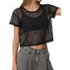 image:imageAvanova Women Mesh Sheer Crop Tops See Through Short Sleeve Shirts Loose Sexy ClubwearBlack