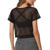 image:imageAvanova Women Mesh Sheer Crop Tops See Through Short Sleeve Shirts Loose Sexy ClubwearBlack