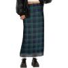 image:imageAvanova Women Plaid Gingham Checkered Mesh High Waisted Midi Skirts Flowy Summer Long Skirts Green Plaid Medium