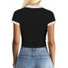 image:imageAvanova Women Polo V Neck Crop Tops Ringer Tee Short Sleeve Cropped T ShirtsBlack White