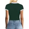 image:imageAvanova Women Polo V Neck Crop Tops Ringer Tee Short Sleeve Cropped T ShirtsGreen White
