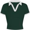 image:imageAvanova Women Polo V Neck Crop Tops Ringer Tee Short Sleeve Cropped T ShirtsGreen White