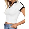 image:imageAvanova Women Polo V Neck Crop Tops Ringer Tee Short Sleeve Cropped T ShirtsWhite Black