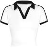 image:imageAvanova Women Polo V Neck Crop Tops Ringer Tee Short Sleeve Cropped T ShirtsWhite Black