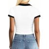 image:imageAvanova Women Polo V Neck Crop Tops Ringer Tee Short Sleeve Cropped T ShirtsWhite Black