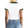 image:imageAvanova Women Polo V Neck Crop Tops Ringer Tee Short Sleeve Cropped T ShirtsWhite Green