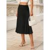 image:imageAvanova Women Ruched High Waist Midi Skirt Flowy A Line Below Knee Dressy Casual SkirtsWhite Solid Black