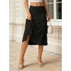 image:imageAvanova Women Ruched High Waist Midi Skirt Flowy A Line Below Knee Dressy Casual SkirtsWhite Solid Black