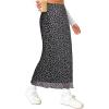 image:imageAvanova Womens Boho Floral Print Mesh Slit Split Long Skirts High Waisted Sexy Summer Maxi Skirts Black Large