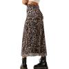 image:imageAvanova Womens Ditsy Floral High Waisted Skirts Lettuce Trim Summer Fall Boho Midi SkirtLeopard Dark Brown