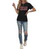 image:imageAvanova Womens Graphic Letter Print Short Sleeve TShirts Crewneck Casual Summer Cute Tees TopsBlack Red
