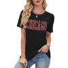 image:imageAvanova Womens Graphic Letter Print Short Sleeve TShirts Crewneck Casual Summer Cute Tees TopsBlack Red