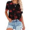 image:imageAvanova Womens Graphic Letter Print Short Sleeve TShirts Crewneck Casual Summer Cute Tees TopsRed