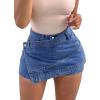 image:imageAvanova Women Denim Mini Skirt Jean Skort Sexy High Waist Asymmetrical Wrap Stretch Short SkirtsClassic Blue