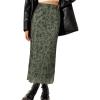 image:imageAvanova Women Floral Bohemian Mesh Midi Skirt High Waist Lettuce Trim Long Straight Skirt Green Floral C XXLarge