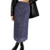 image:imageAvanova Women Floral Boho Print Mesh Midi Skirt High Waist Lettuce Trim Long Straight Skirt Blue Floral A Medium