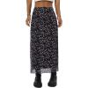 image:imageAvanova Women Mesh Floral Boho Midi Skirt High Waist Lettuce Trim A Line Skirt Floral Black V XLarge