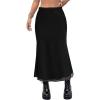 image:imageAvanova Women Mesh Long Skirts High Waisted Mermaid Bodycon Spring Midi Casual Skirts Black Solid Small