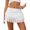 image:imageAvanova Women Ruffle Layered Tiered Mini Skorts Skirt with Shorts Underneath Mesh Flowy Short SkirtsWhite